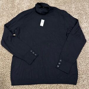 Talbots Black Turtleneck Sweater with Button Cuffs